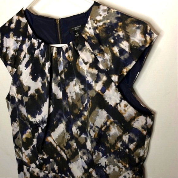 Silky Abstract Water Color Print Cocktail Dress Size 8P Ann Taylor- Party Dress - Picture 4 of 11